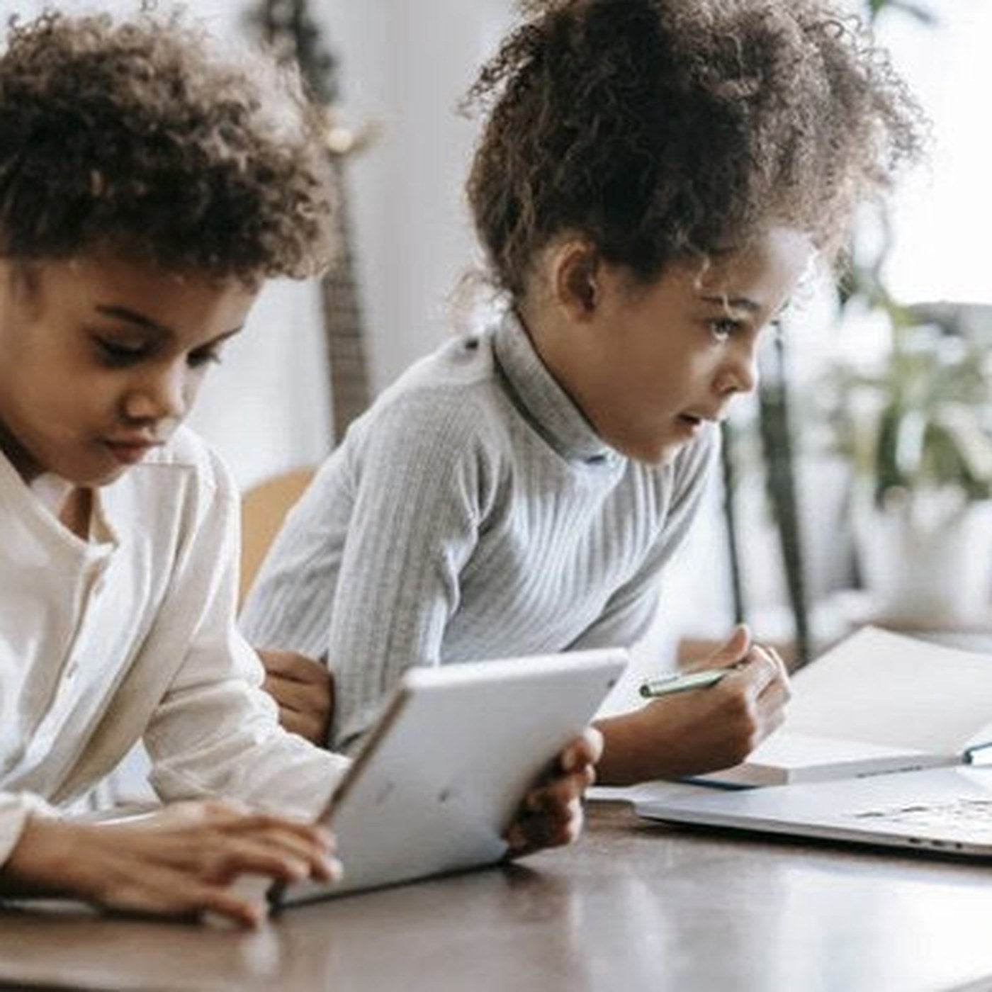 Kinderen achter een laptop